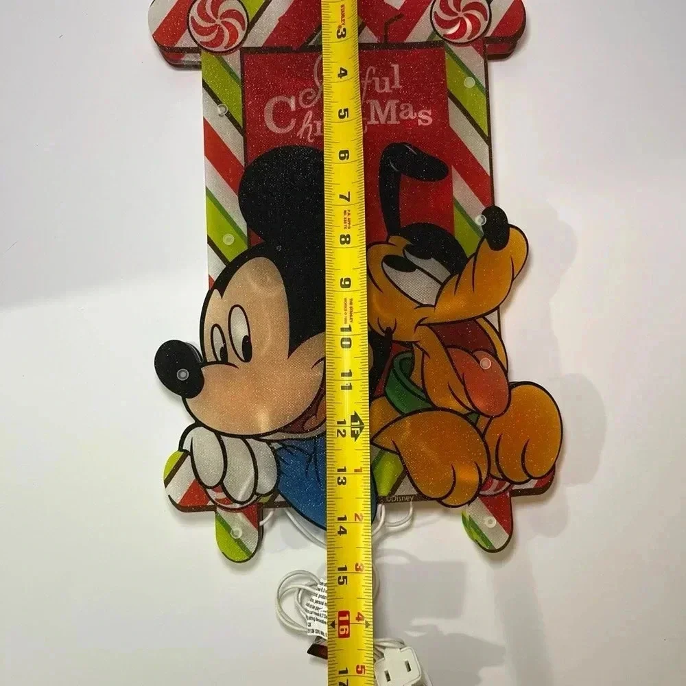 2010 Disney Mickey & Pluto Joyful Christmas Lights Lighted Sculpture 15 Inch